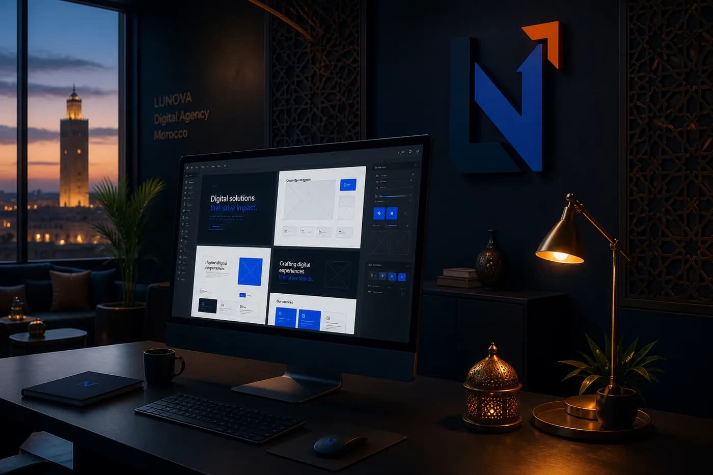 Espace de travail Leadnia — agence digitale au Maroc